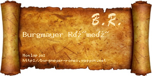 Burgmayer Rómeó névjegykártya